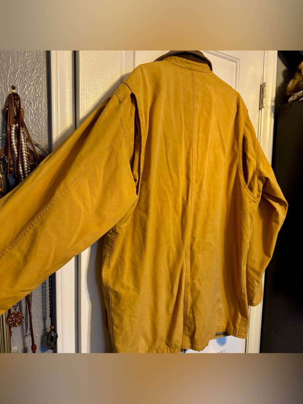 Vintage Lands End Chore Jacket Tan Khaki Fleece Lined Mens Tall XL - Picture 10 of 10